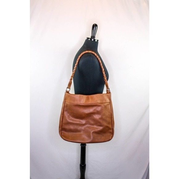 Antik Kraft Handbags - Antik Kraft Braided Handle Hobo Bag Shoulder Bag Purse Brown Faux Leather Tassel